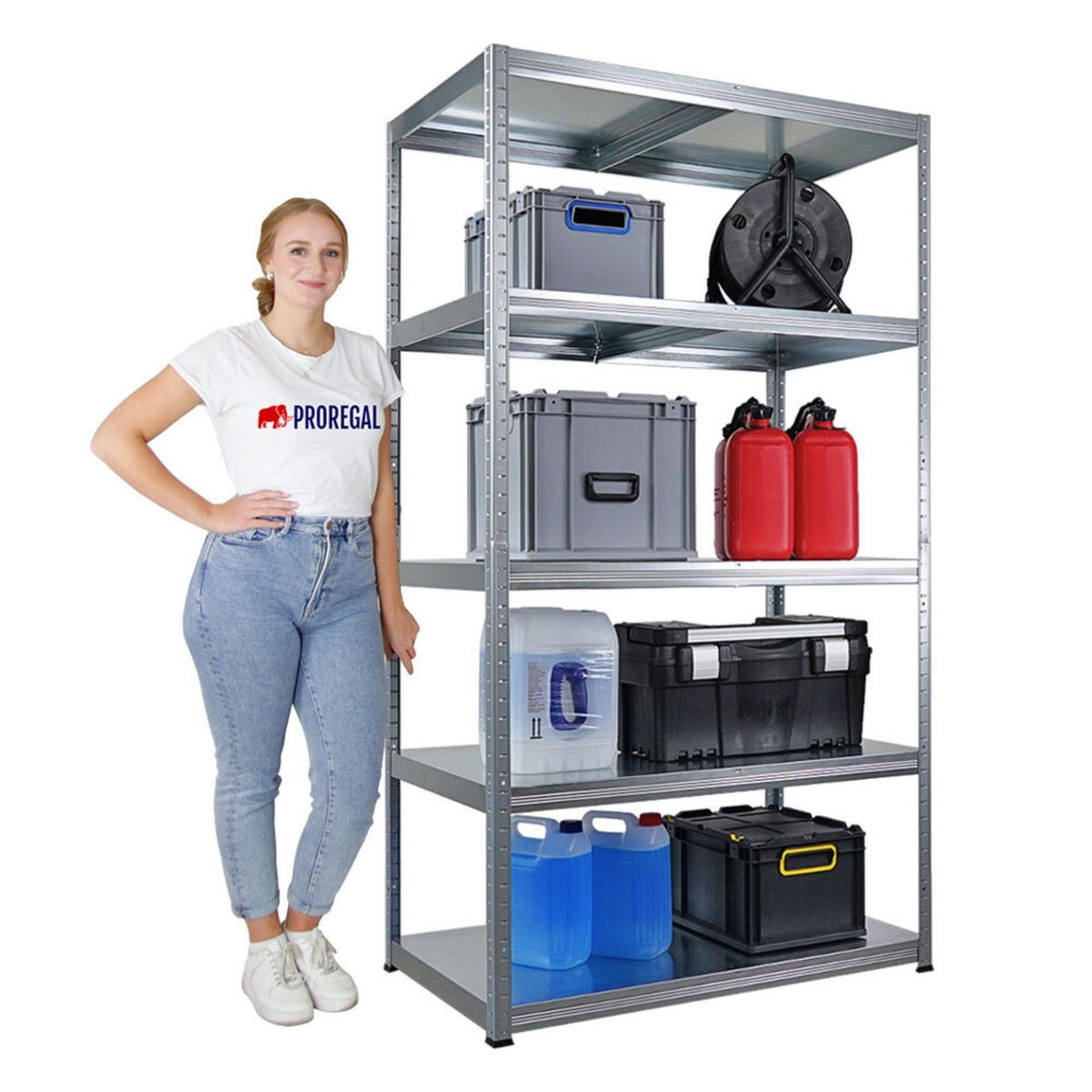 SCHWERLASTREGAL Steel Eagle 180x100x60cm Fachlast 130kg Verzinkt - Silberfarben, Metall (100/180/60cm) - PROREGAL