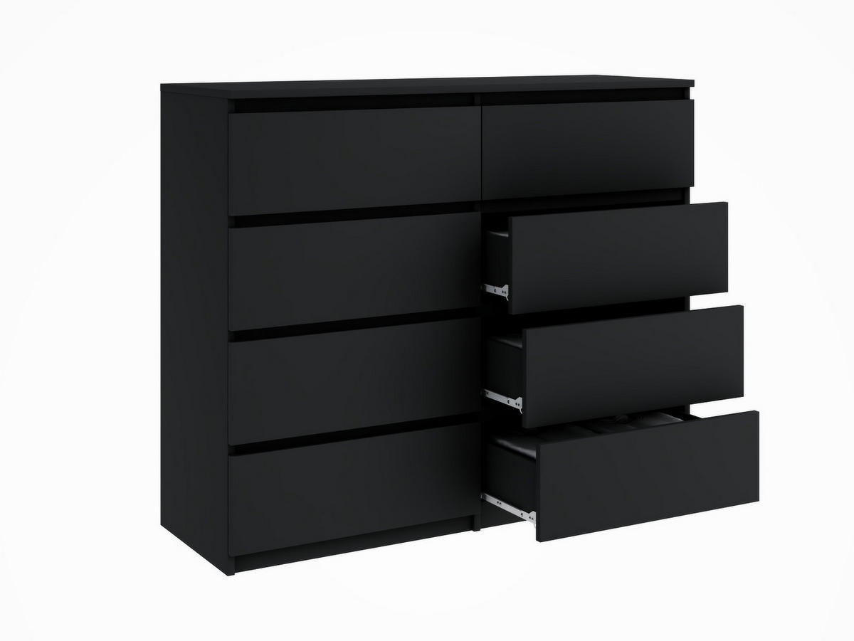 KOMMODE mit 8 Schubladen 120 holz schwarz - Schwarz, Holzwerkstoff (120/99/35cm) - EMIX24