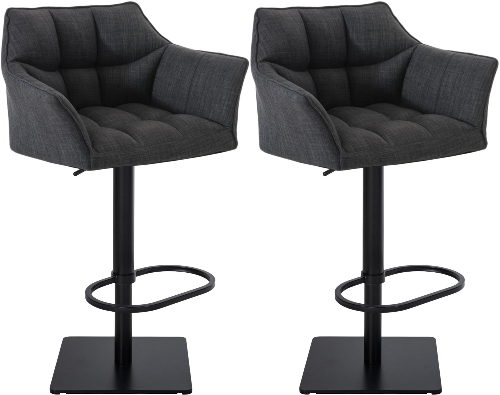BARHOCKER 2er Set Stoff Dunkelgrau - Dunkelgrau/Schwarz, Textil/Metall (64/88/45cm) - CLP