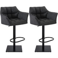 BARHOCKER 2er Set Stoff Dunkelgrau - Dunkelgrau/Schwarz, Textil/Metall (64/88/45cm) - CLP