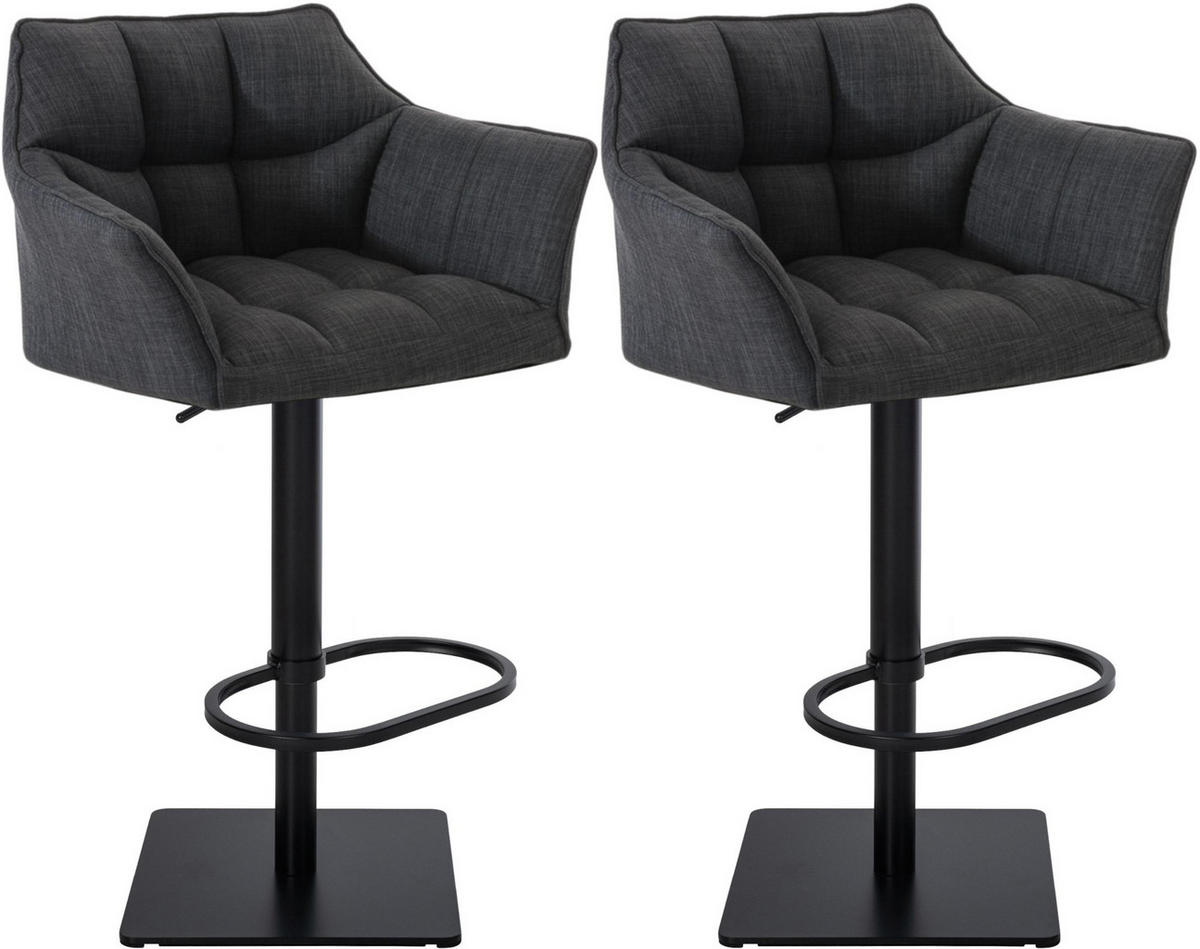 BARHOCKER 2er Set Stoff Dunkelgrau - Dunkelgrau/Schwarz, Textil/Metall (64/88/45cm) - CLP