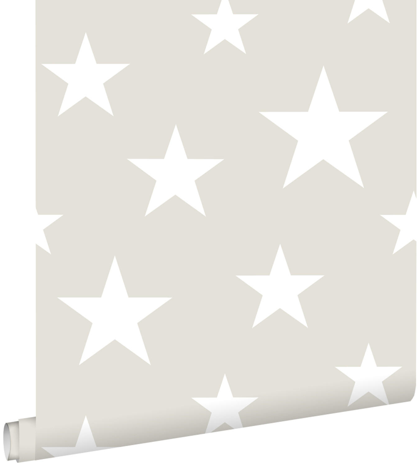 TAPETE große und kleine Sterne 53 cm x 10.05 m - Grau, Papier (53/0.1cm) - ESTAhome
