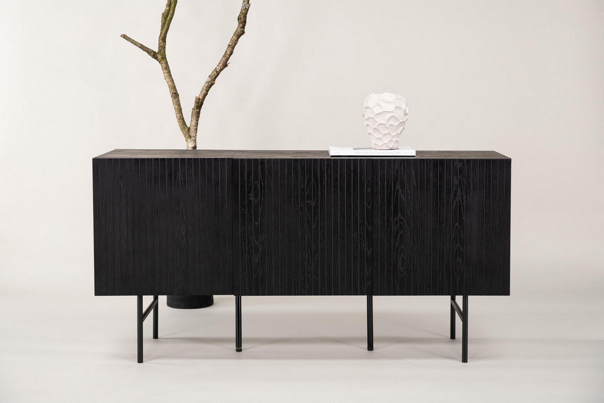 SIDEBOARD BJORKON Schwarz 150x42x75 cm - Schwarz, Holzwerkstoff (150/75/42cm) - FURNLUX