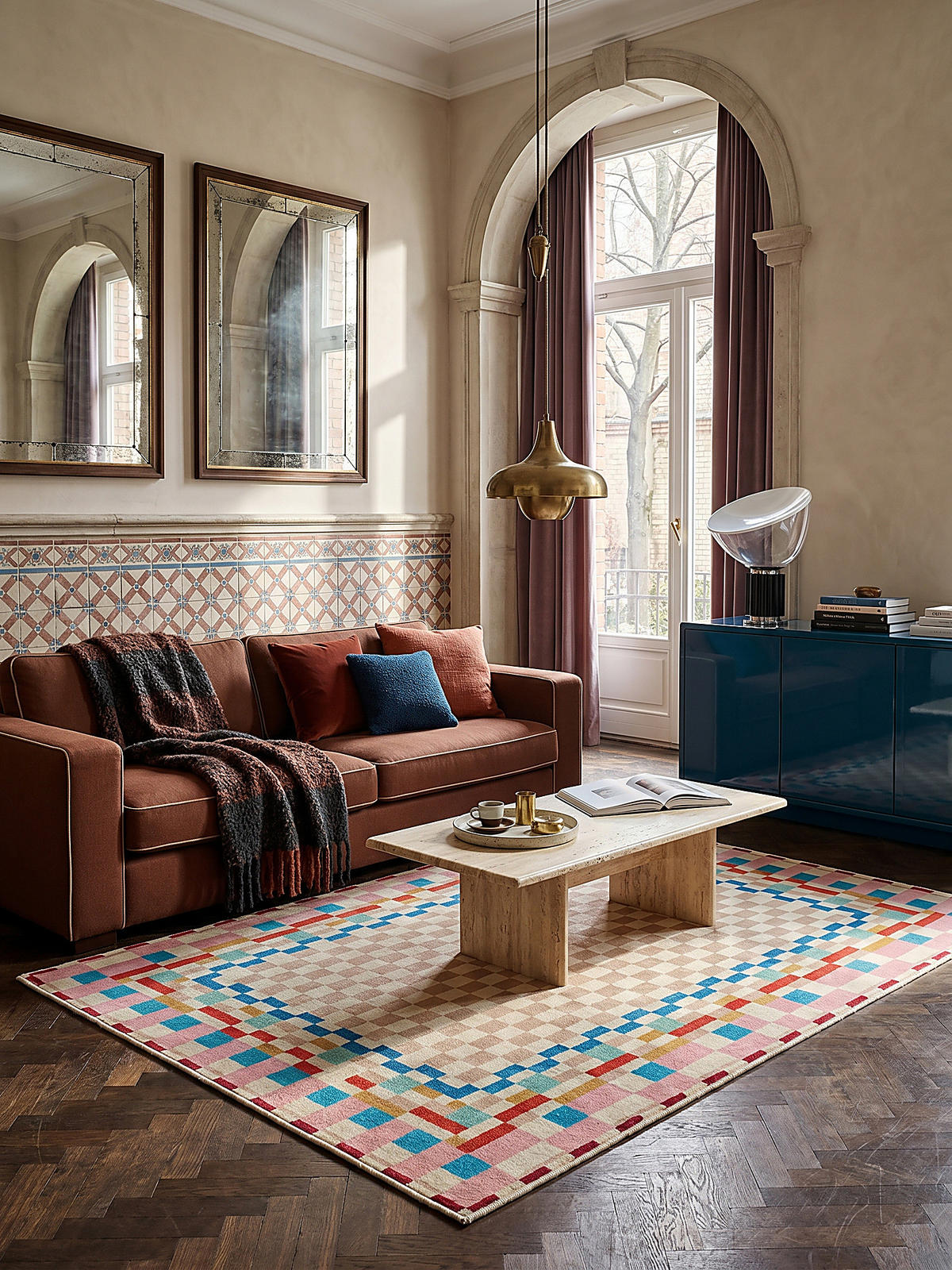 WOLLTEPPICH DAHLIA, geometrisch, Bunt, 140 x 200 cm - Multicolor, Textil (140/200cm) - KADIMA DESIGN