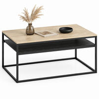 COUCHTISCH aus Spanplatte und Metall 100x59,8x47 cm Eiche/Schwarz mit Ablage - Eichefarben, Holz (100/59.8/47cm) - IVMEU