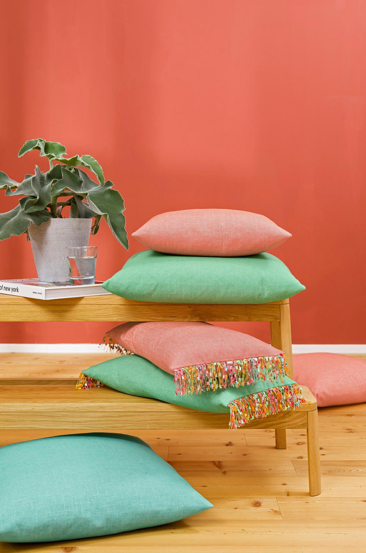 KISSENHÜLLE 2er Set Riva 50/50 gras - Hellgrün, Textil (50/50cm) - Magma Heimtexx