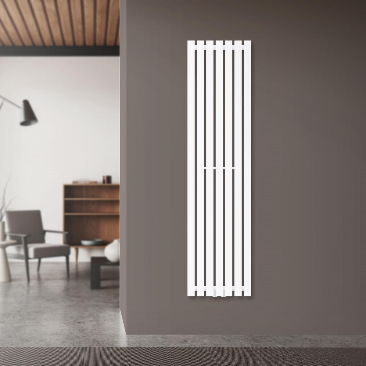 BADHEIZKÖRPER Stella 370x1400 mm Weiß mit Mittelanschluss - Weiß, Metall (37/140/5cm) - LuxeBath