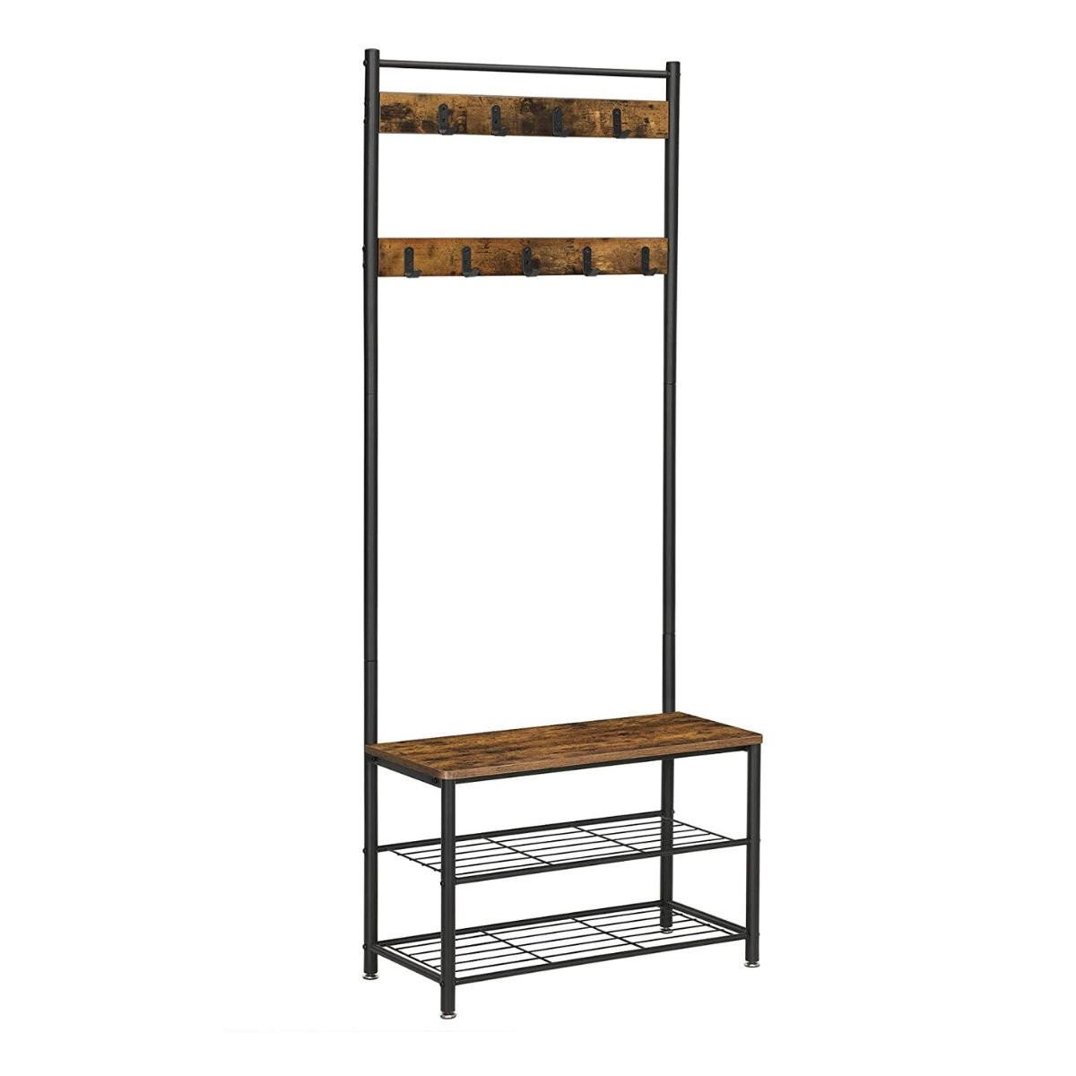 MEHRZWECKSCHRANK mit Kleiderhaken und Schuhbank - Nussbaumfarben, Holzwerkstoff (32.5/175/70cm) - Calicosy