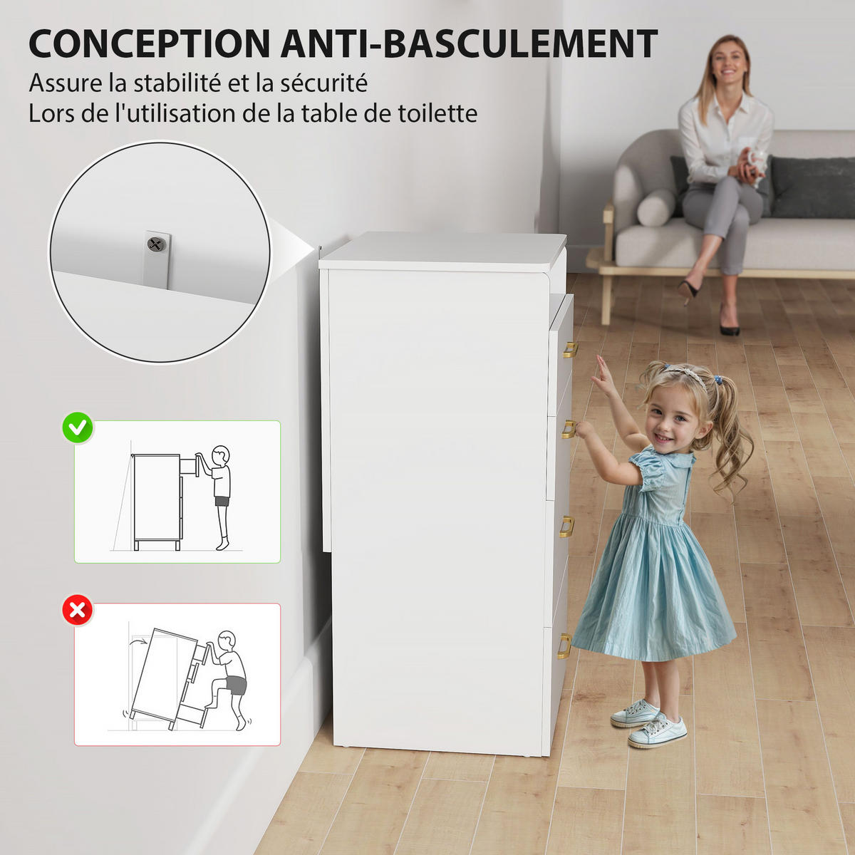 SCHMINKTISCH DE-18302 3-in-1 mit Spiegel, Hocker & Glasplatte Weiß - Weiß, Holzwerkstoff (40/90/48cm) - ComfortXL