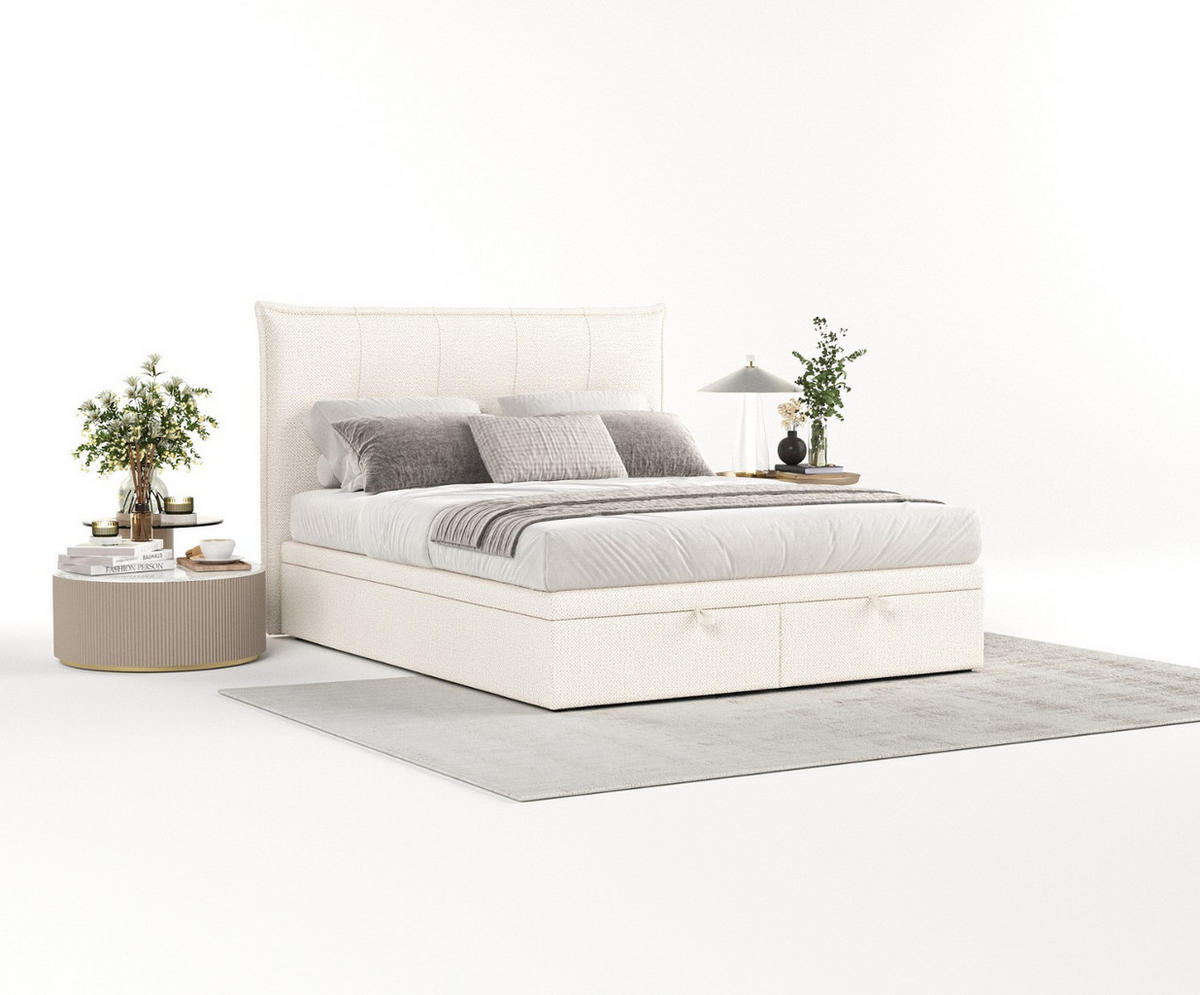 POLSTERBETT Liano mit Stauraum 200/200 cm Creme im Alta Stoff - Creme/Schwarz, Holz/Holzwerkstoff (200/200cm) - AltaBeds