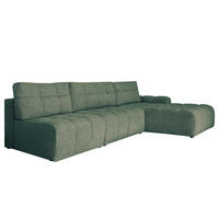 ECKSOFA mit Schlaffunktion - Strukturstoff - Türkis/Beige, Kunststoff/Textil (338/184cm) - home24