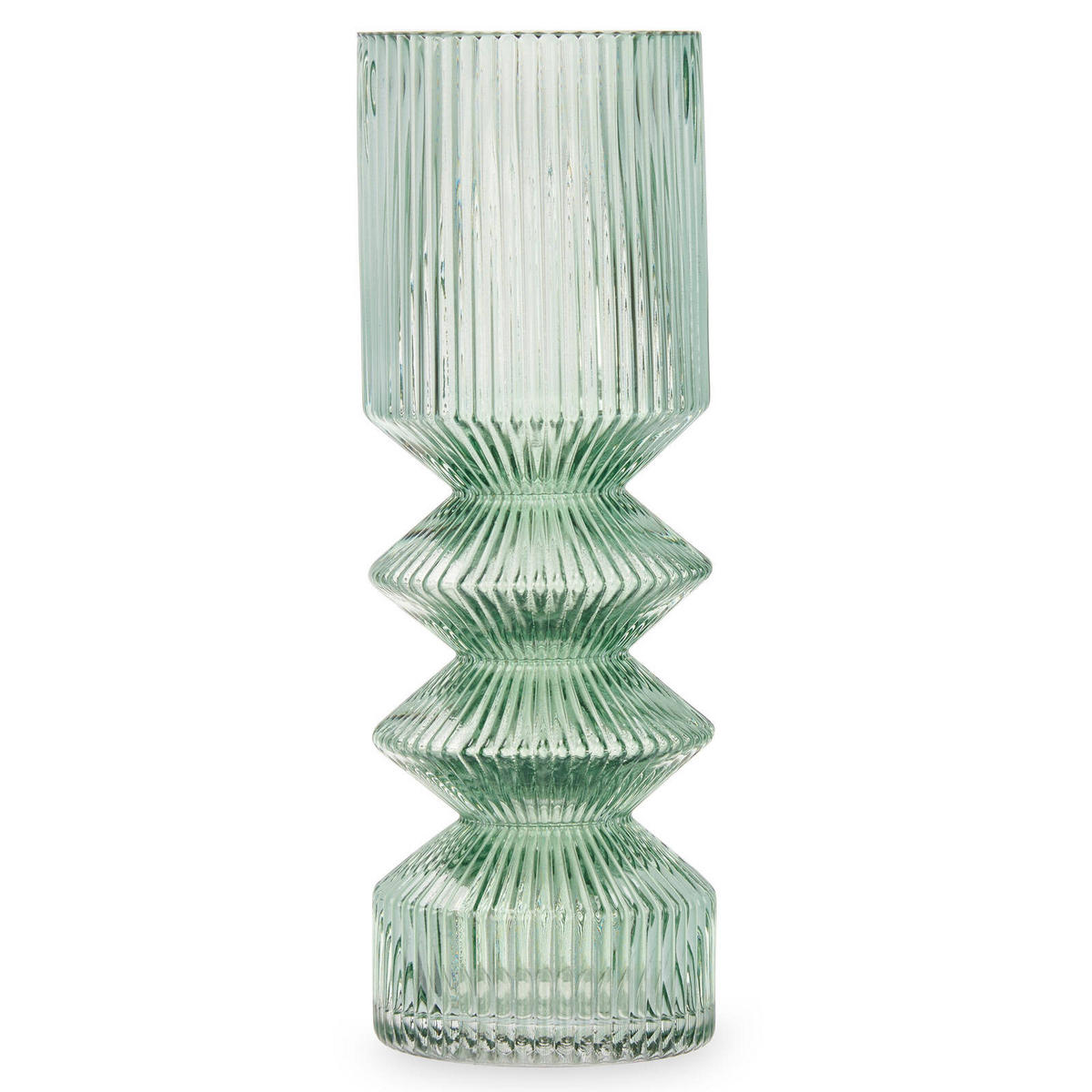 VASE Geriffeltes Glas 8/23 cm - Grün, Glas (8/23cm) - Giftdecor