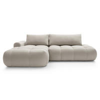 ECKSOFA Ombo Graubeige Velours 280 cm - Greige/Schwarz, Kunststoff/Textil (284/167cm) - Selsey