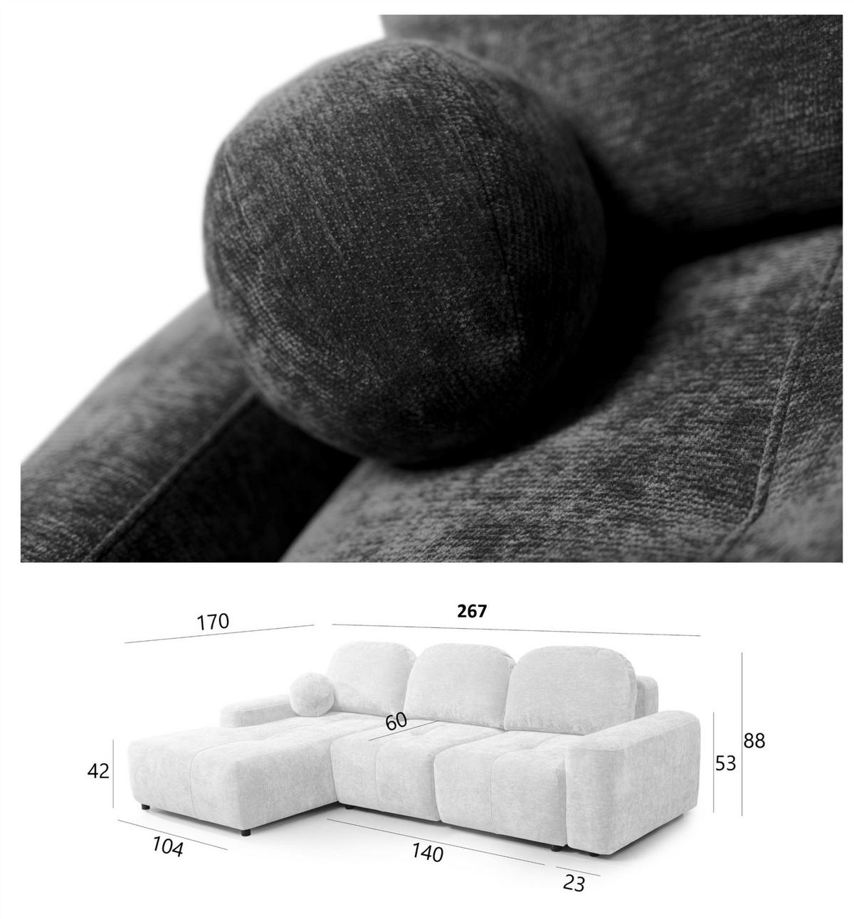 ECKSOFA Argos In Vibe - Schwarz, Holzwerkstoff/Textil (267/170cm) - Fun Möbel