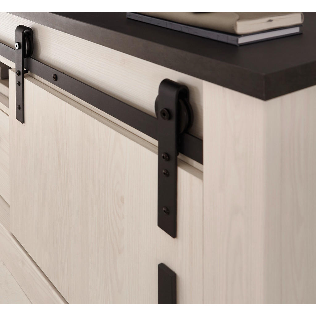 Thumbnail - Furn.Design Hochschrank, Weiß, Metall, Nachbildung,Pinie, 8 Fächer, Sockel, 93x201x38 cm, FSC 100%, Badezimmer, Badezimm...