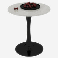 KONFERENČNÍ stolek 70/70/72 cm černo-bílý z umělého mramoru s kulatou deskou - černá, kámen (70/70/72cm) - OKWISH