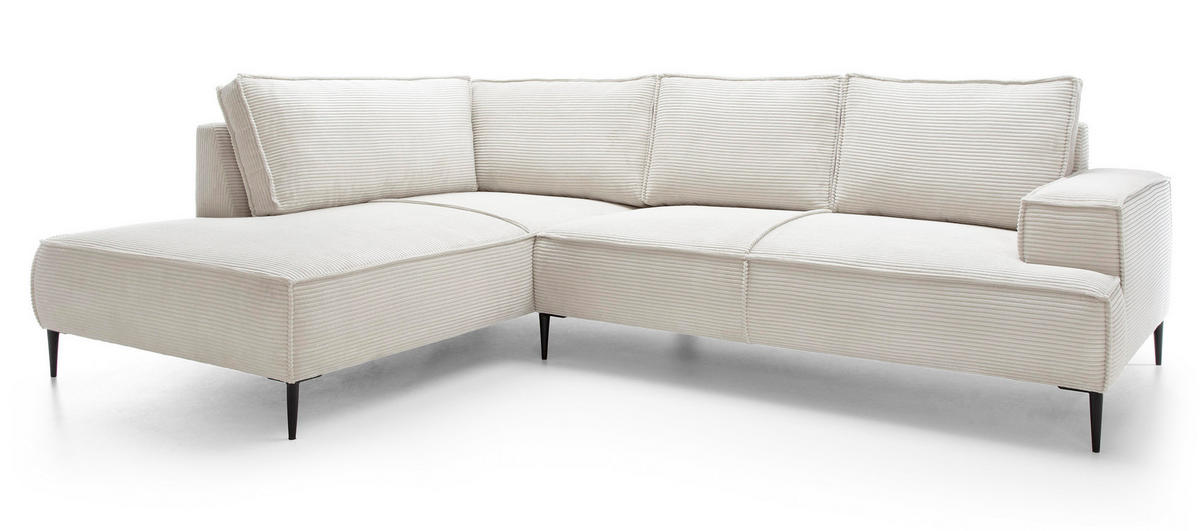 SCHLAFSOFA 275 cm L-Form Harmonia mit Beinen, Links, Ecru - Ecru, Holz (275/195cm) - Emporius