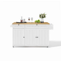 KÜCHENINSEL 137/89,5/45 cm Natur/Weiß aus MDF mit klappbarer Arbeitsplatte - Naturfarben, Holzwerkstoff (70/89.5/137cm) - OKMYHOME
