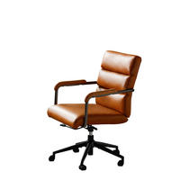 DREHSTUHL DE-41074 mit Eichenarmlehnen und Echtleder Braun - Braun, Metall (73/87/59cm) - ComfortXL