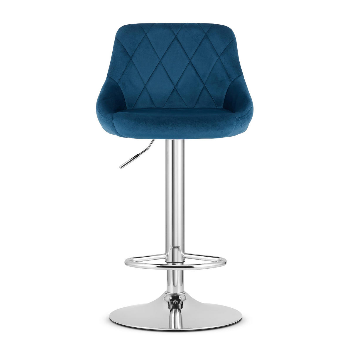 BARHOCKER 2-er Set DAKA marineblauer Sitz, Chrombasis - Dunkelblau, Textil (45.5/105/49cm) - Valora