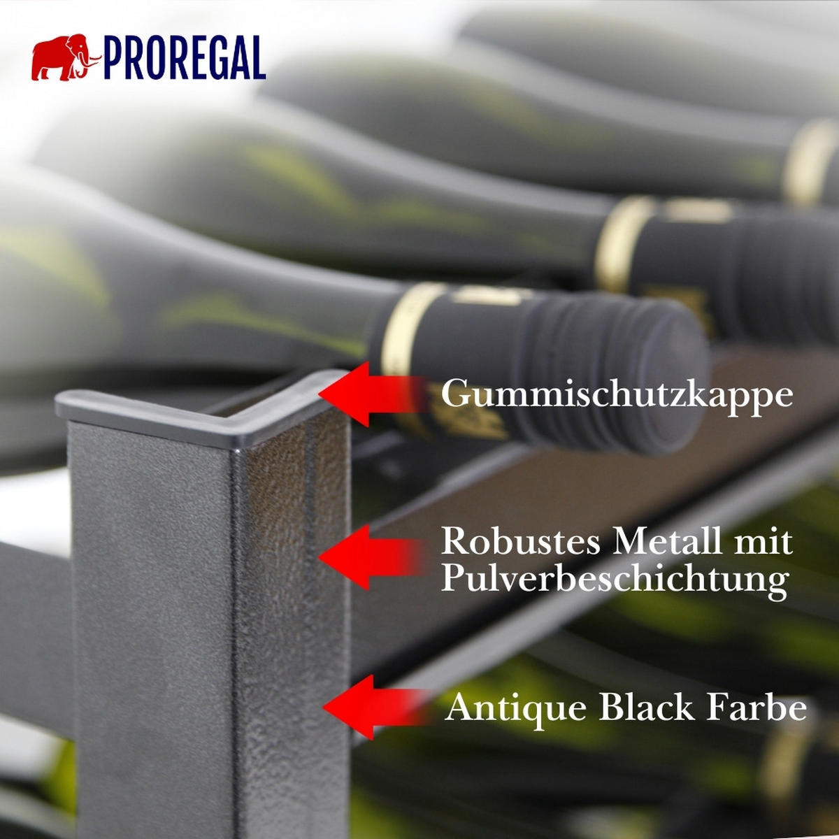PROREGAL Weinregal TOSKANA 75x60x30 cm 30 Flaschen auf 5 Ebenen Schwarz - Schwarz, Metall (60/75/30cm) - PROREGAL