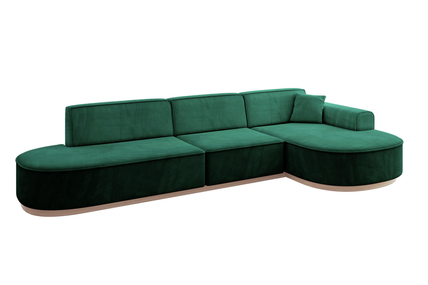 ECKSOFA Ottomane Rechts MARI-L2-v1 - 328x171x83 cm Grün Velours - Grün, Holzwerkstoff/Textil (171/328cm) - ALTDECOR