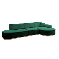 ECKSOFA Ottomane Rechts MARI-L2-v1 - 328x171x83 cm Grün Velours - Grün, Holzwerkstoff/Textil (171/328cm) - ALTDECOR