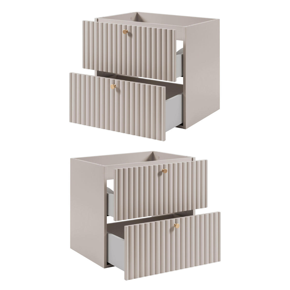 WASCHBECKENUNTERSCHRANK BELLO geriffelt Kaschmir matt 60/57/46 cm - Kaschmir, Holzwerkstoff/Metall (60.2/57/46cm) - Rodan