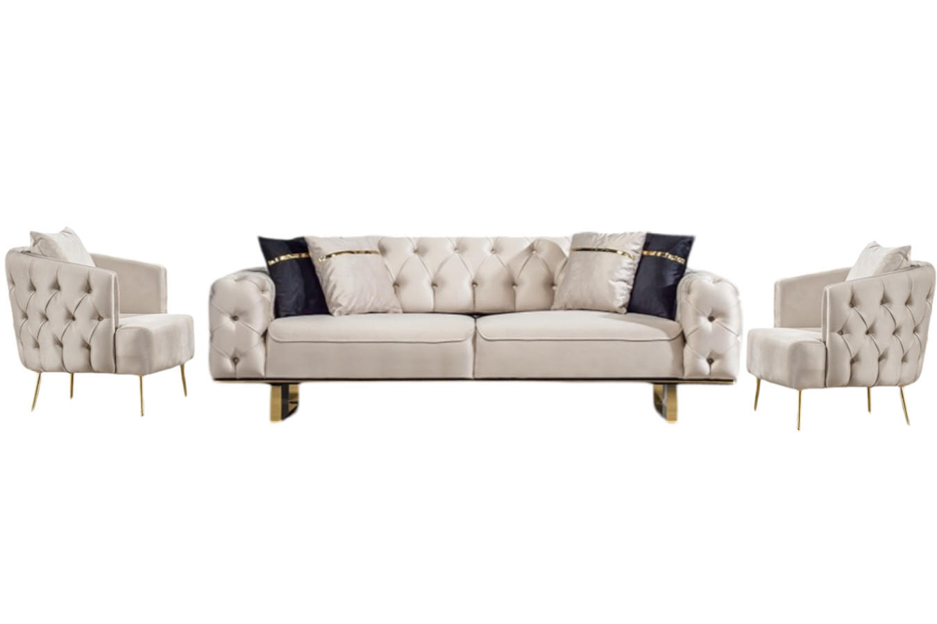 SITZGARNITUR Roma Beige Stellvariante:3+1+1 - Beige, Holz (240/81/103cm) - Villa Möbel