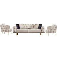 SITZGARNITUR Roma Beige Stellvariante:3+1+1 - Beige, Holz (240/81/103cm) - Villa Möbel