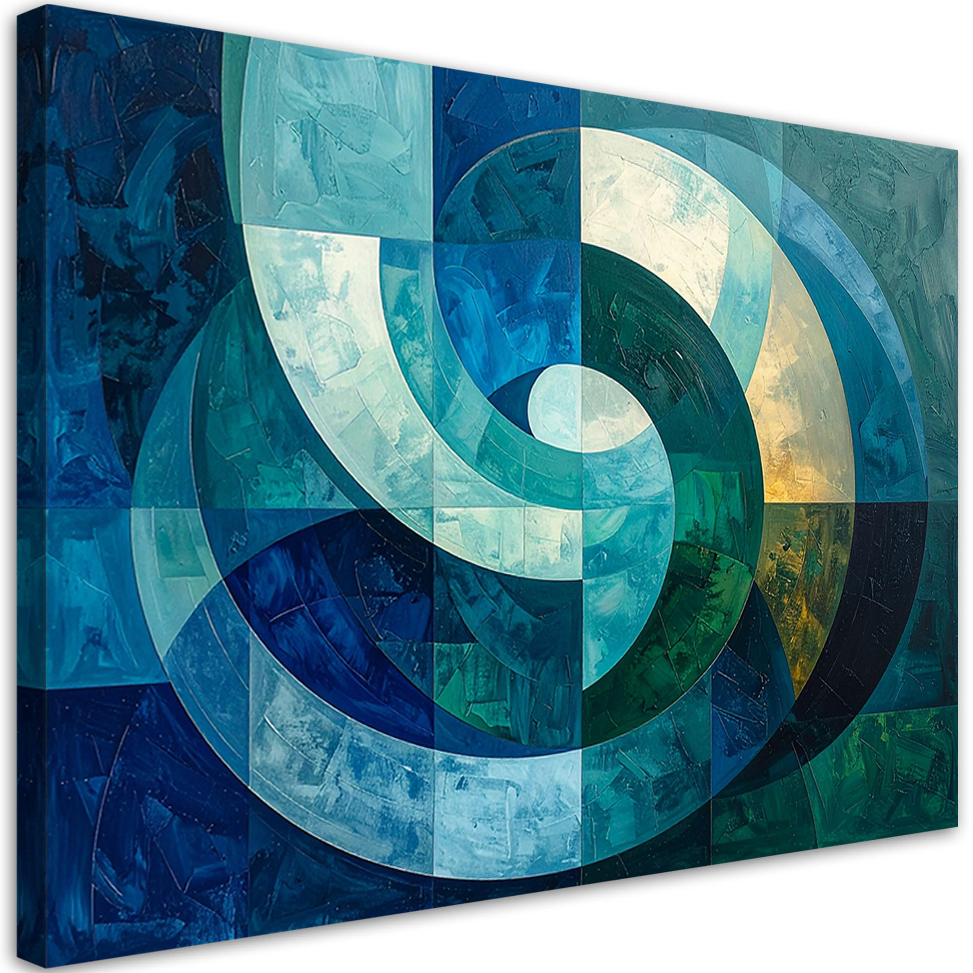 WANDBILD, Abstrakte Spirale in Türkis- und Marineblautönen - Blau, Textil (45/30cm) - Feeby
