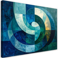 WANDBILD, Abstrakte Spirale in Türkis- und Marineblautönen - Blau, Textil (120/80cm) - Feeby
