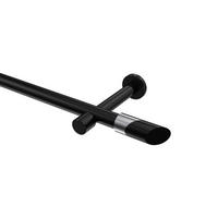 GARDINENSTANGEN-SET Prestige Verano 120 cm, 1-läufig (ohne Ringe), 20 mm Ø Schwarz - Chromfarben/Schwarz, Metall (120cm) - INTERDECO