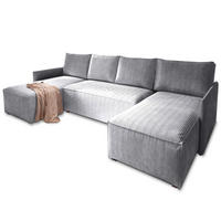 ROHOVÁ SEDAČKA TRES světle šedá - šedá/světle šedá, dřevo/textil (271/140cm) - MASSENO