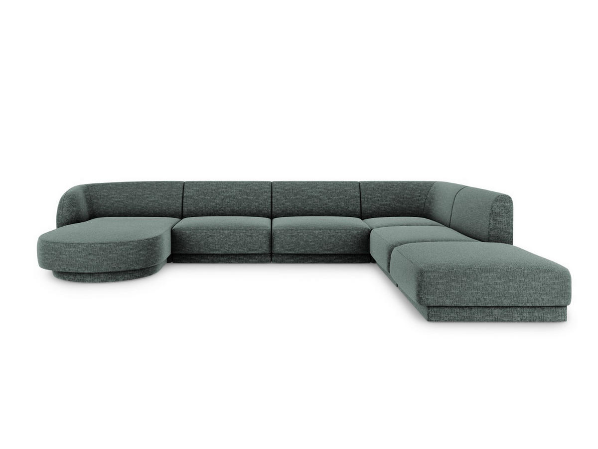 PANORAMASOFA rechts Miley aus Chenille-Stoff petrol 6 Sitzplätze - Petrol, Textil (255/70/330cm) - Micadoni