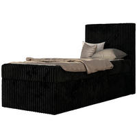 JUGENDBETT TILIO 90/200 - Schwarz - H3 - Rechts Seite - Schwarz, Textil (90/200cm) - MKS