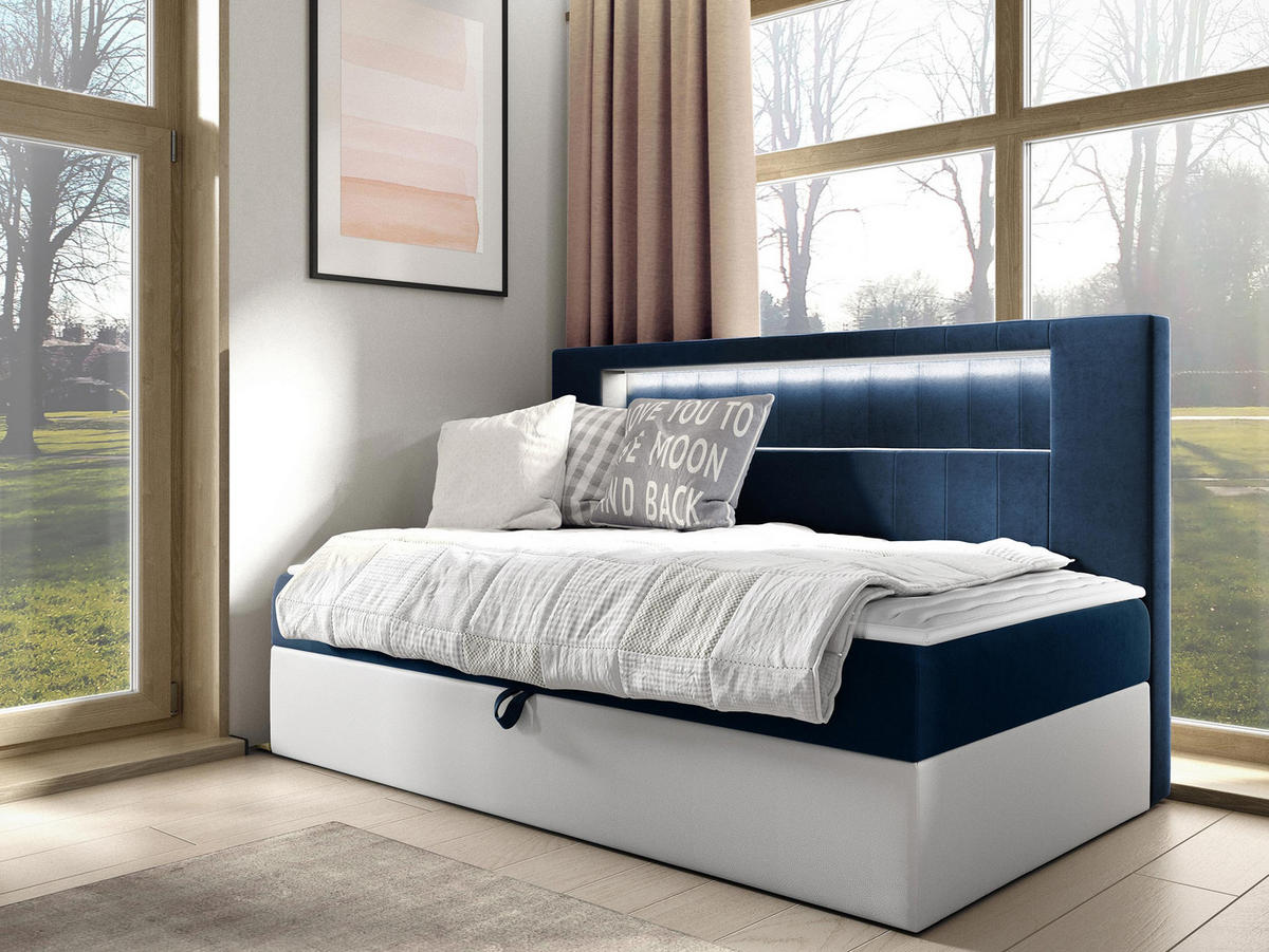 BOXBETT Gold Junior 2 - Blau/Weiß, Holz (100/200cm) - MIRJAN24