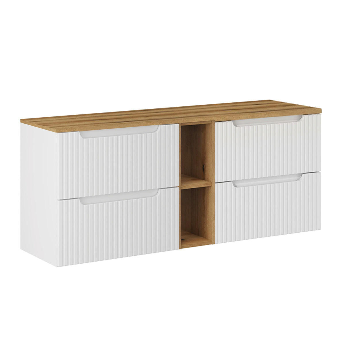 WASCHTISCHUNTERSCHRANK 140.4cm Riva Weiß und Holz - Weiß, Holzwerkstoff (140.4/59/40cm) - Petits-meubles