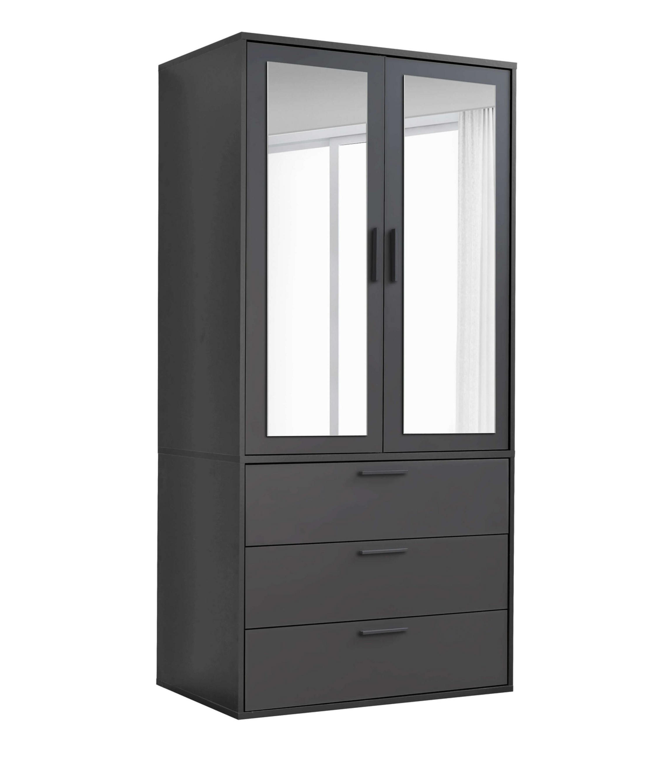 KLEIDERSCHRANK mit Spiegel Der Grenzenlose - Anthrazit, Holzwerkstoff (90/187/58cm) - Mokebo