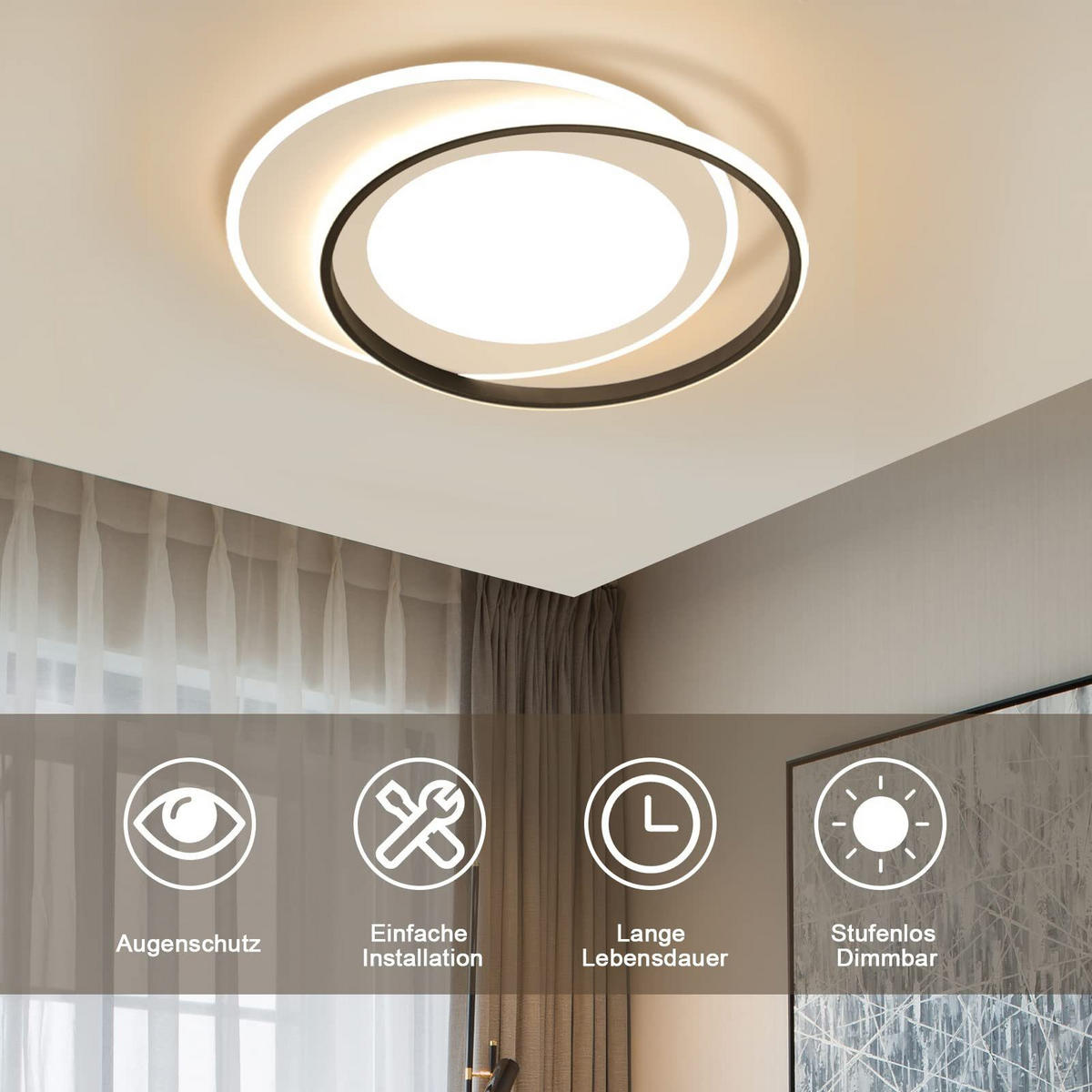 LED-DECKENLEUCHTE Sonnensystem 48.5/47.5/7 cm - Weiß, Metall (48.5/7/47.5cm) - ZMH