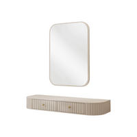 SCHMINKTISCH Sepiroz 2S + Spiegel - Sandfarben/Goldfarben, Holzwerkstoff/Metall (123/18/36cm) - MIRJAN24