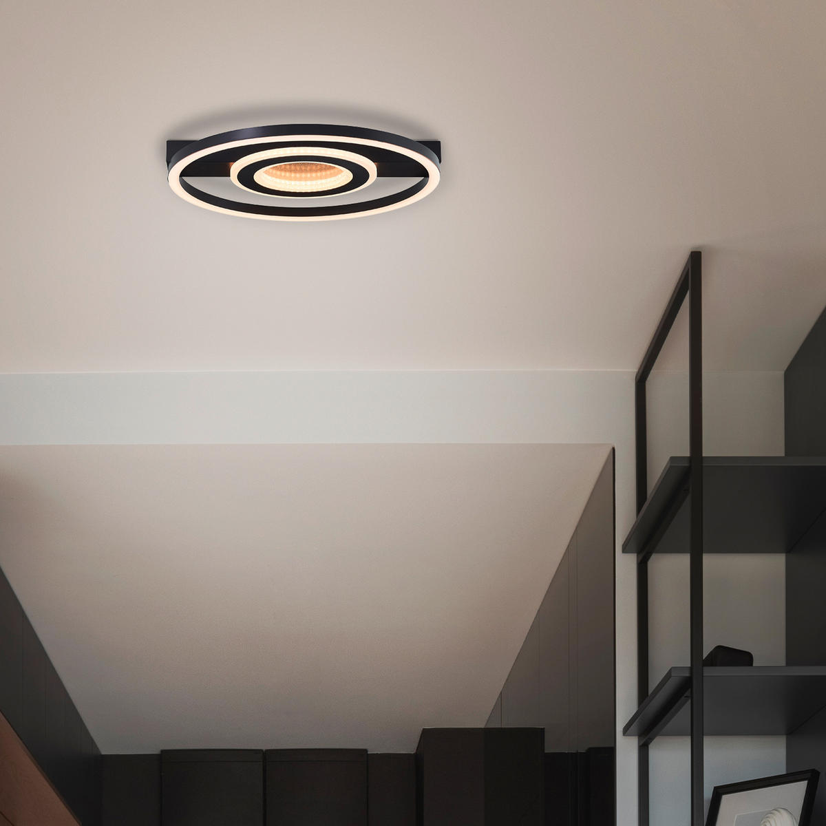 DECKENLEUCHTE Queens G92901A06 - Schwarz, Metall (37/37/5cm) - Brilliant