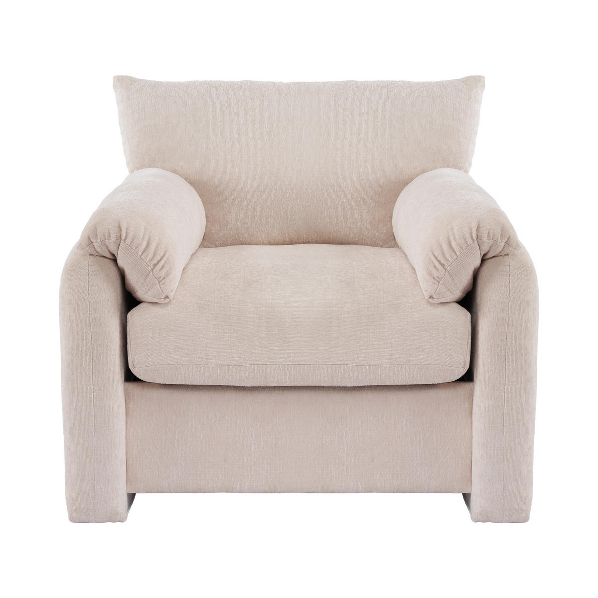 KŘESLO žinylka béžové 96 cm lounge křeslo s područkami a širokým sedákem pro obývací pokoj - béžová, textil (96/84/82cm) - Urban Meuble