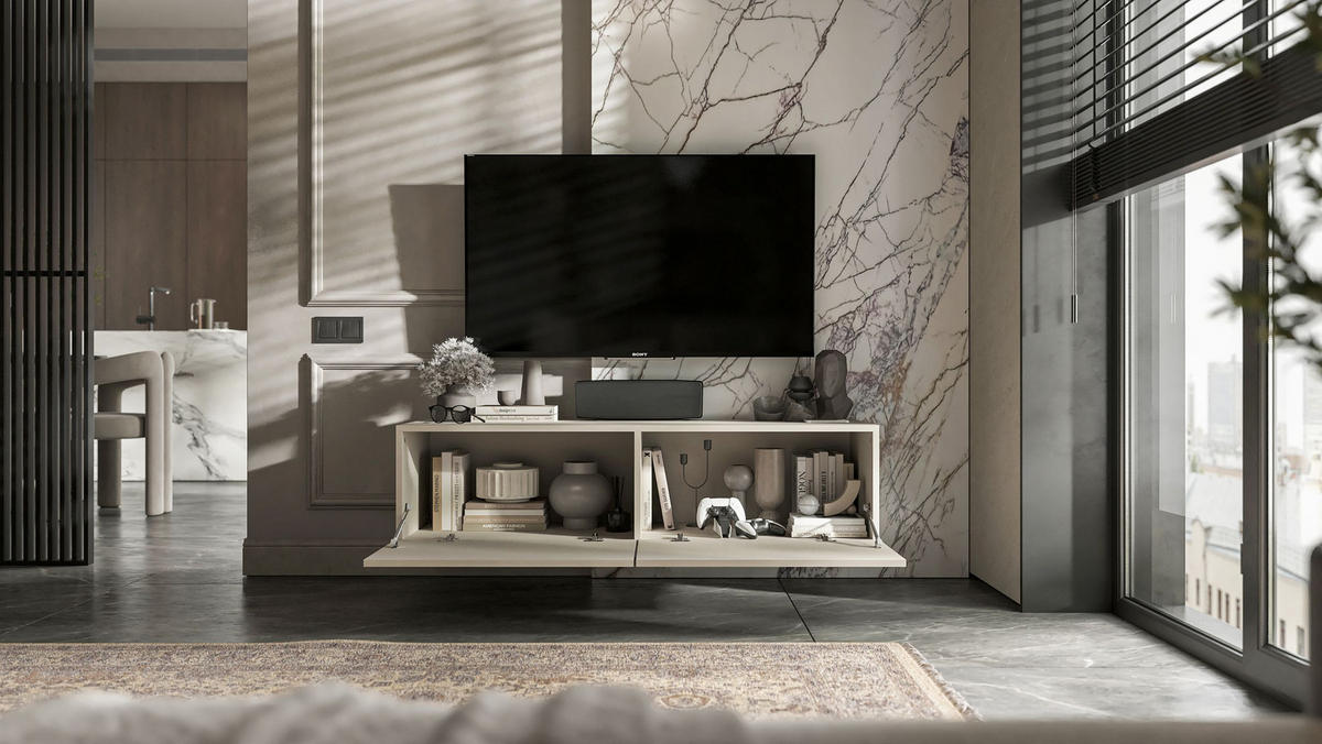 TV-SCHRANK Enjoy Kaschmir matt 120 cm - Kaschmir, Holzwerkstoff (120/30/35cm) - Meble Lindner
