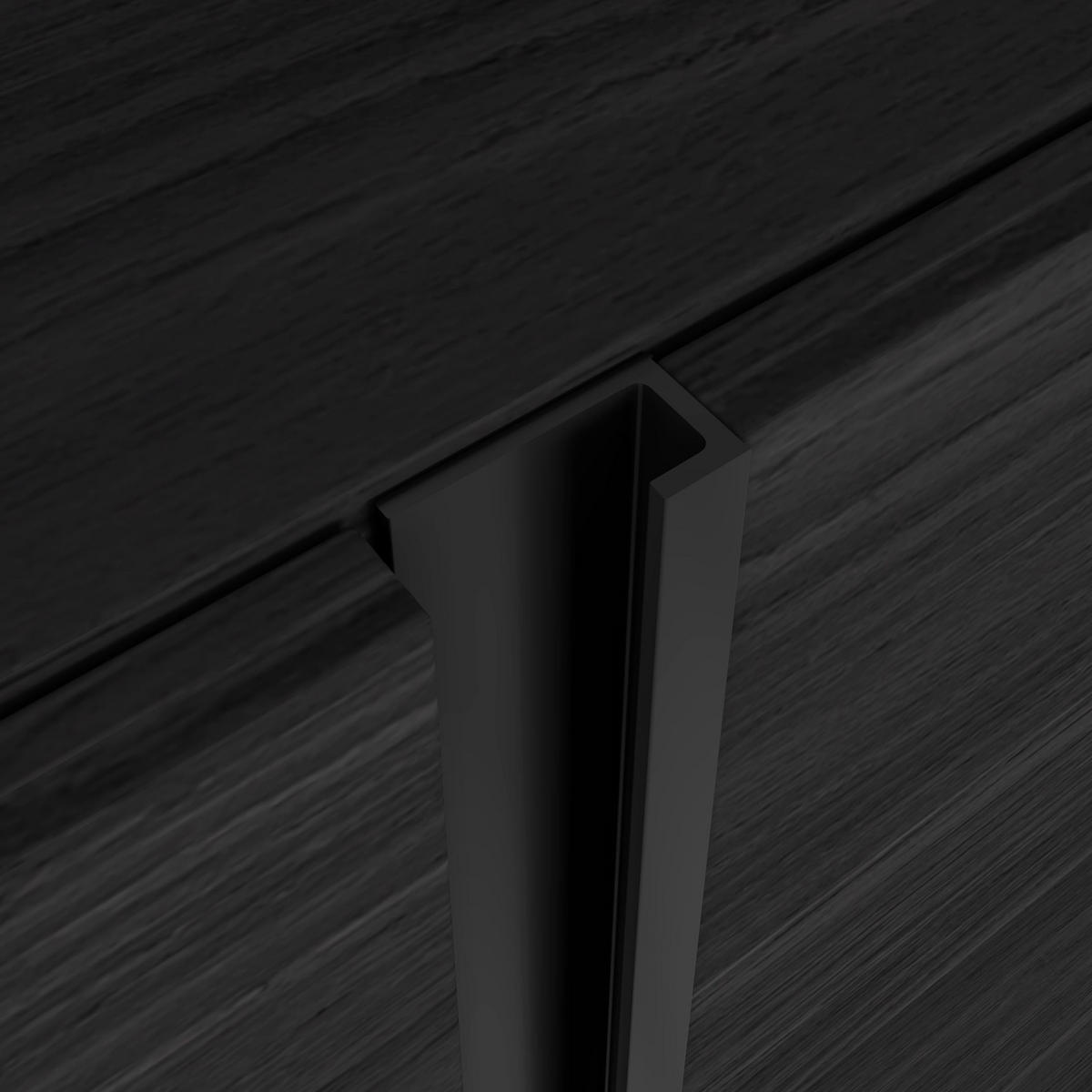 LOWBOARD, Schwarz und Eiche, 212/35/61cm, Kamin mit Feuereffekt XXL - Schwarz, Holzwerkstoff (212/61/35cm) - Skraut Home