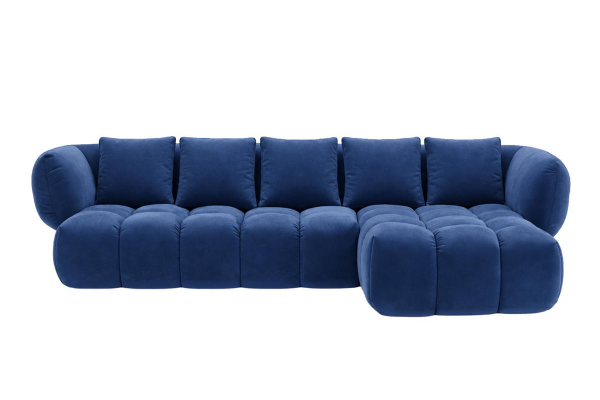 ECKSOFA L-Form, Veloursstoff Bluvel, Tintenblau, Rechts, SEVIO L - Blau, Holz (242/175cm) - Kaiser Möbel