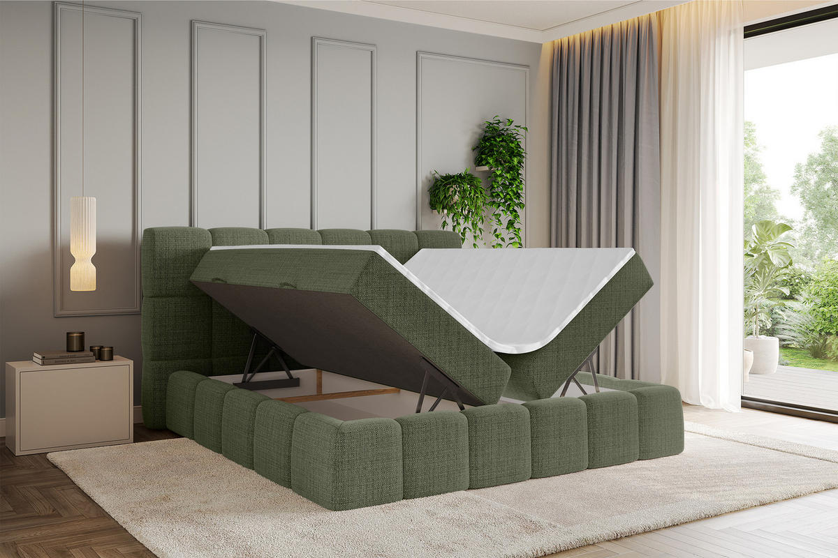 BOXBETT - AURI-H4 - 140x200 Grün Aragon - Grün, Holzwerkstoff (140/200cm) - ALTDECOR