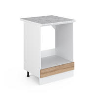 HERDUMBAUSCHRANK R-Line Sonoma 60 cm, AP Marmor - Weiß/Sonoma Eiche, Holzwerkstoff (60/81.6/60cm) - Vicco