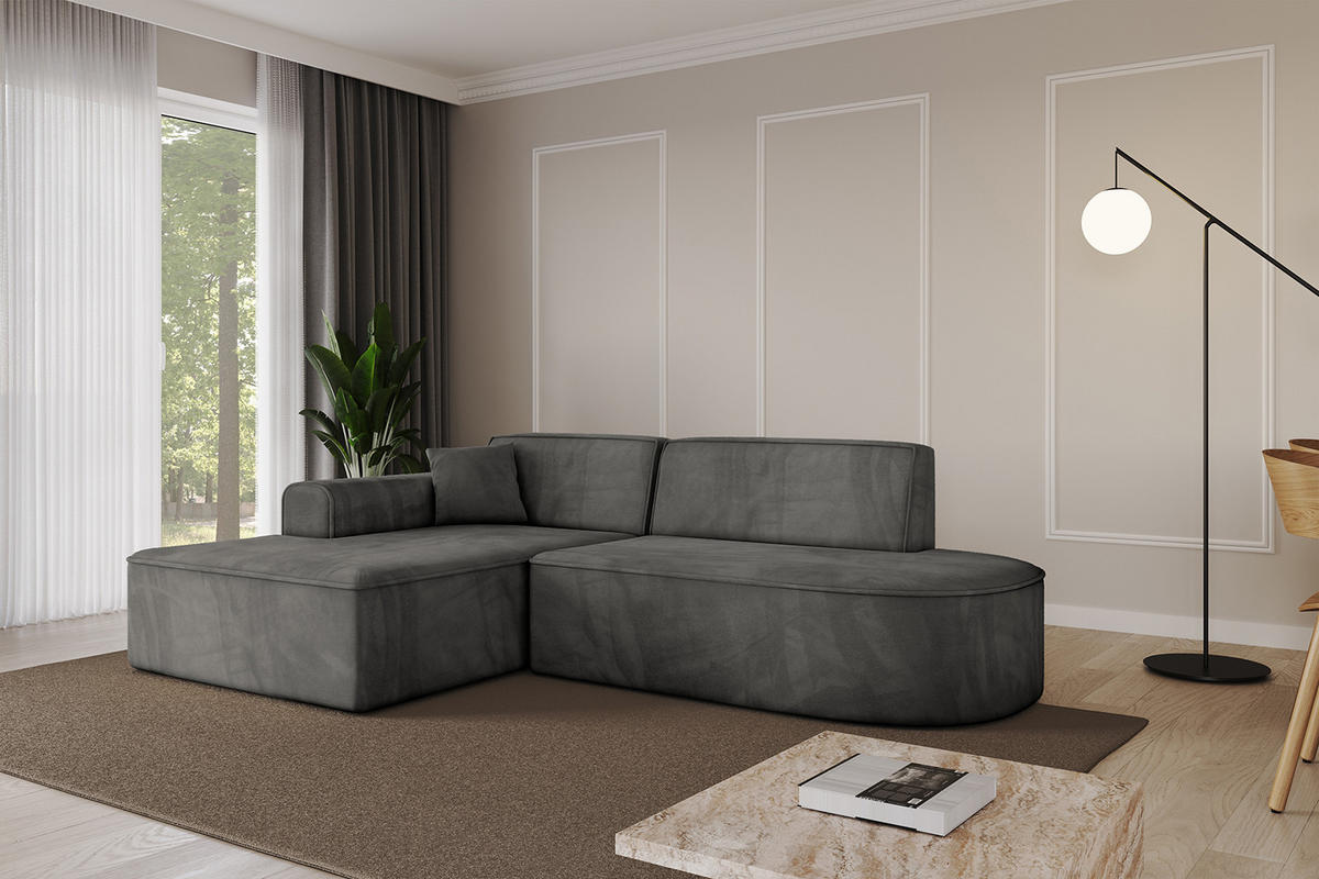 ECKSOFA Ottomane Links IREA-L1-v3 - 232x165x77 cm Ecru - Anthrazit, Holzwerkstoff/Textil (232/165cm) - ALTDECOR