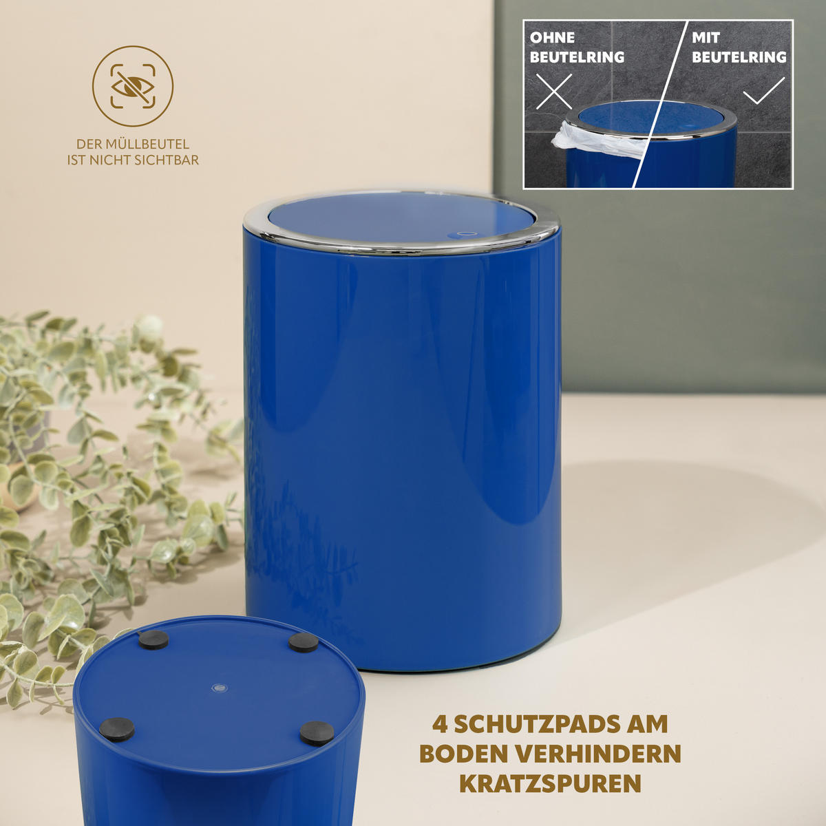 KOSMETIKEIMER SAVONA 5,5 Liter, blau - Dunkelblau, Kunststoff (19/24.5/19cm) - bremermann